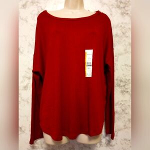Time and Tru Women's Long Sleeve Top Size L 12-14 Relaxed Fit Hacci Tee